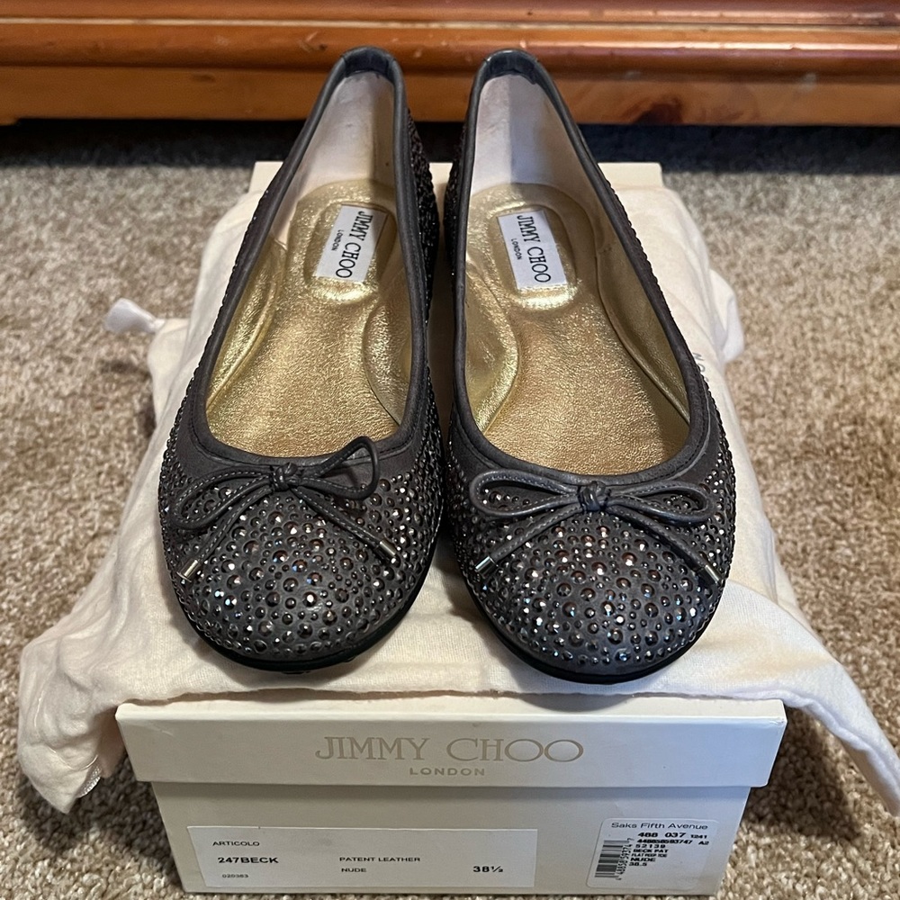 Jimmy CHOO grey studded ballerinas